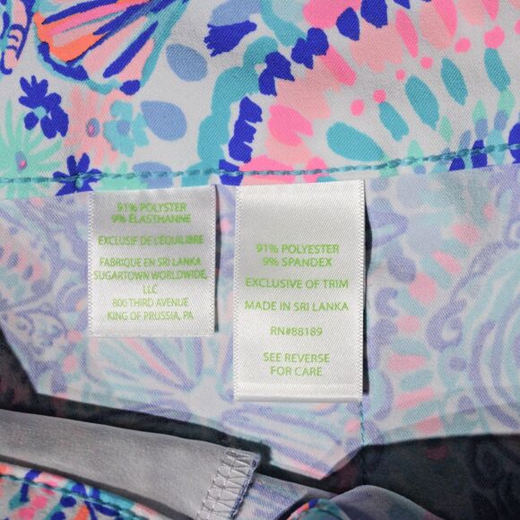 Lilly Pulitzer Luxletic Shorts Blue Purple Pink Shells Nautical Women Size 14 - Picture 9 of 14